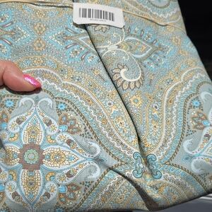 Teal And Cream Paisley Material
